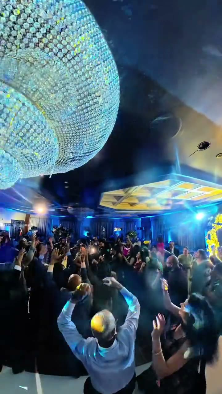 A packed wedding dance floor